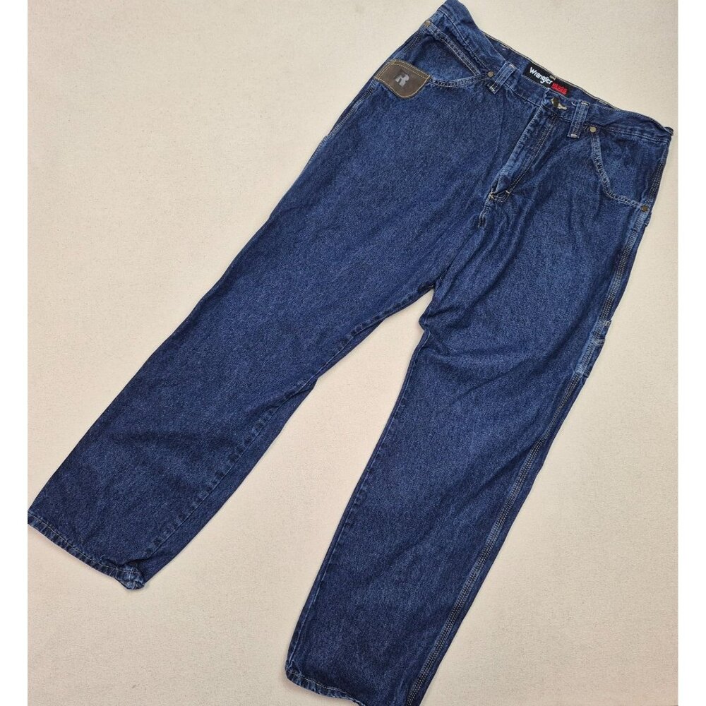 Wrangler Riggs Workwear Rugged Cargo Blue Jeans Sz 36/32 EXCELLENT CONDITION!!!